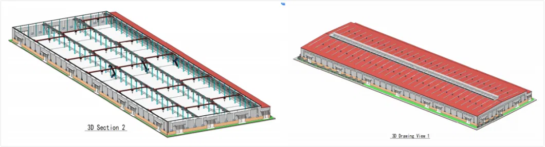 Industry Prefabricated Prefab Fabricated Modular Modern Workshop Warehouse Greenhouse Building Design Galvanized Light Metal Steel Frame Construction Structure