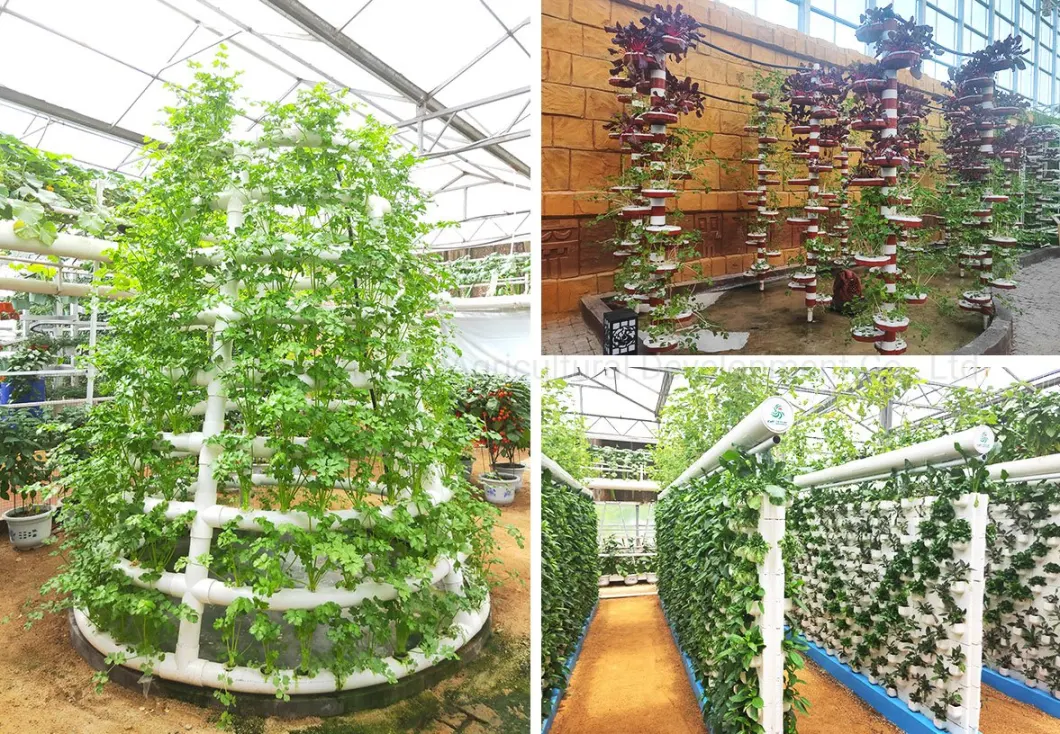 Industrial Agriculture Greenhouse PVC Vertical Hydroponics Growing System with Light/Cooling/Heating System Fan